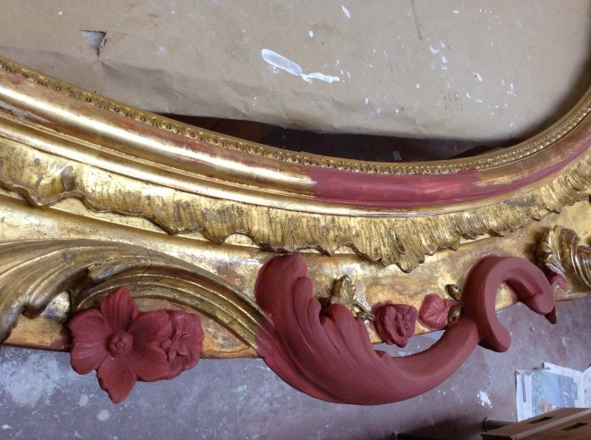 espejo estilo isabelino antiguo moldes piezas restaurado neorococo dorado moldura restauracion toledo