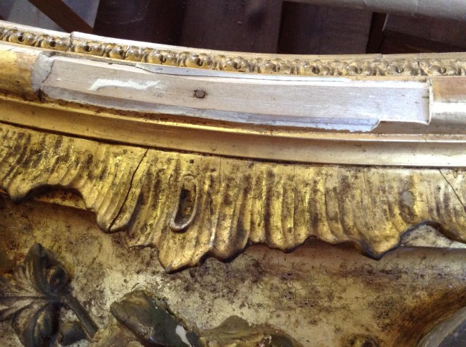 Restauracion espejo dorado isabelino estilo antiguo antiguedades taller molduras limpieza